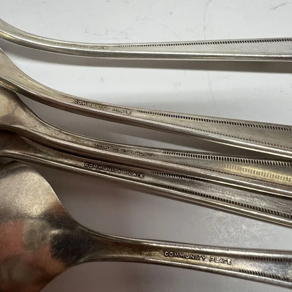 Vintage 1921 Oneida Community Plate GROSVENOR Silverplate Teaspoons Set of 5